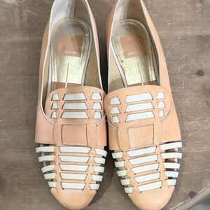 Dolce Vita Peach and Cream Woven Leather Loafers